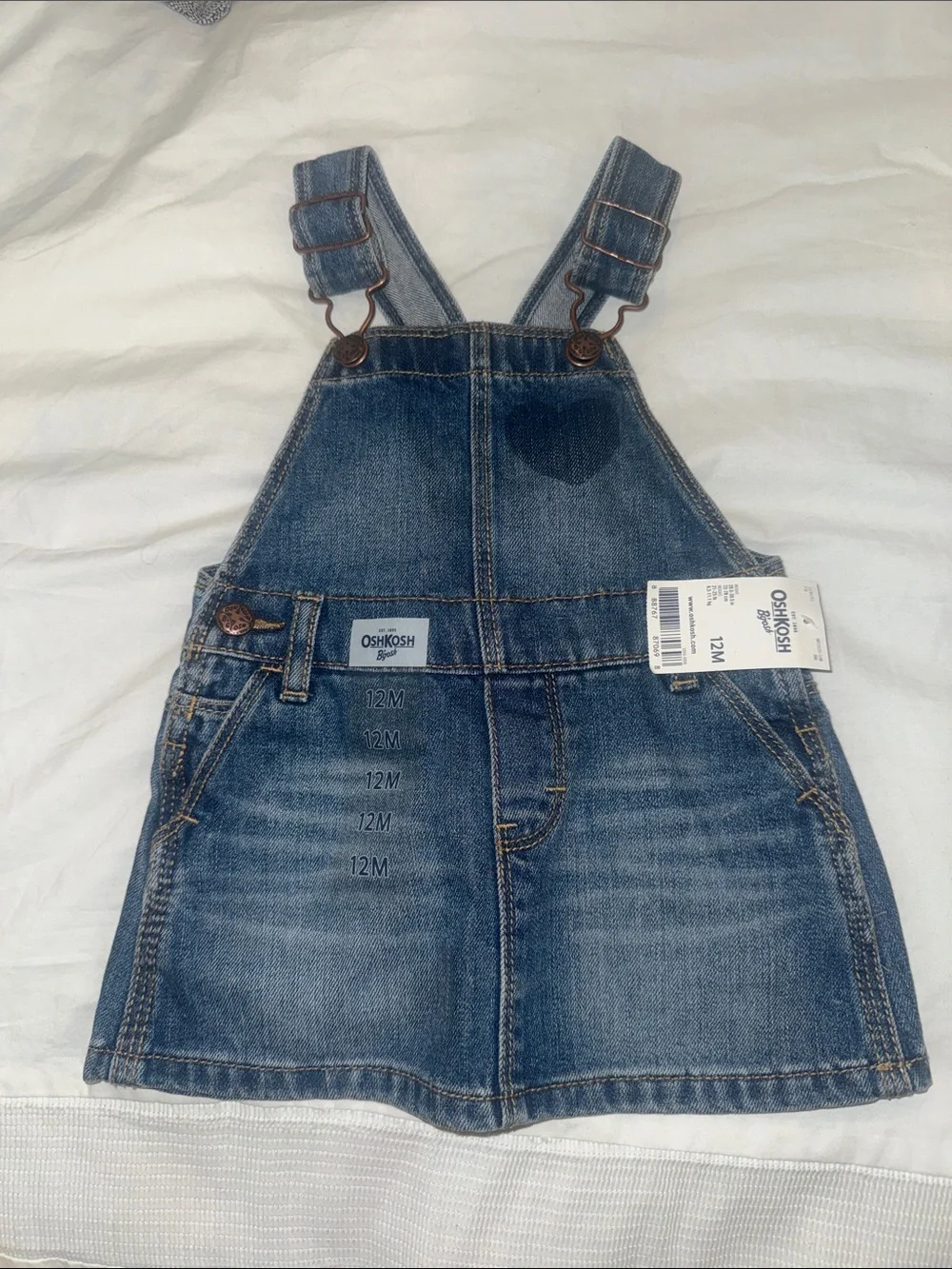 OshKosh B'gosh Blue Denim Overall Skirt with Heart Detail